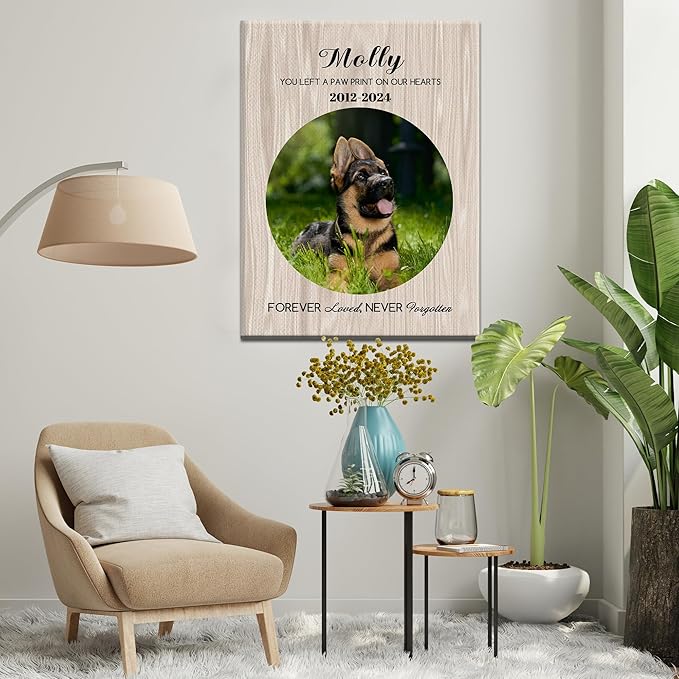Personalized Pet Memorial Gifts for Dogs Customized Gifts for Dogs Cats Custom Loss of Pet Sympathy Gift Canvas Dog Loss Gift Canvas with Picture Name