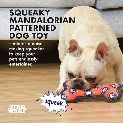 STAR WARS The Mandalorian: Mando Oxford Bone Squeak Toy Dog Toy from STAR WARS & The Mandalorian Bone-Shaped Squeaker Toy STAR WARS Squeaky Chew Toy for Dogs,8 Inch
