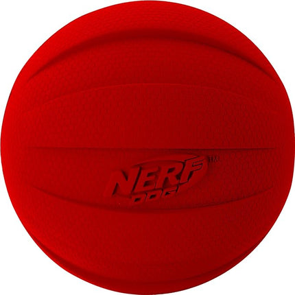 Nerf Dog Rubber Ball Dog Toy with Interactive Squeaker, Lightweight, Durable and Water Resistant, 4 Inch Diameter for Medium/Large Breeds, Single Unit, Red
