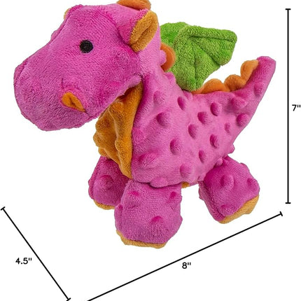 goDog Bubble Plush Dragons Squeaky Dog Toy, Chew Guard Technology - Hot Pink, Small