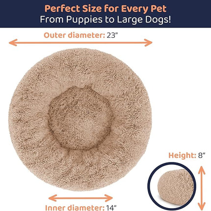 Donut Dog Bed - Premium Comfort for Anxiety Relief - Fluffy & Calming Design with Ultra-Plush Support | Cozy Round Dog Bed with Super Soft Circle Style (Camel, Small)