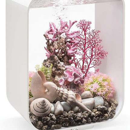 biOrb Life 15 Acrylic 4-Gallon Aquarium with White LED Lights Modern Compact Tank for Tabletop or Desktop Display, White