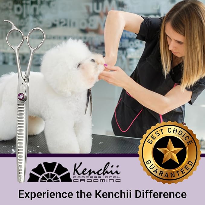 Kenchii Scorpion 24 Tooth Blending Scissors for Dogs and Pets - Premium Steel Scissors for Dog Grooming - Dog Shears Pet Grooming Accessories - Pet Hair Trimming Scissor
