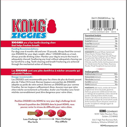 KONG Classic Toy & Ziggies Treats Combo Pack - Durable Chew Toy for Dogs - with Ziggies Chicken-Flavored Treats - Dog Accessories for Fun & Health - for Large Dogs