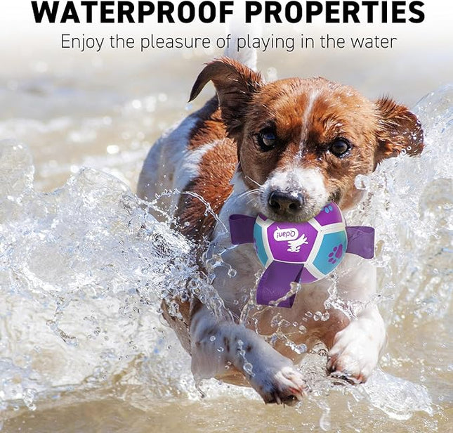 QDAN Small Dog Toys, Puppy Balls, Dog Balls with Straps for Small Breed, Soccer Ball for Dogs, Puppy Toys, Dog Birthday Gift (Purple Blue, 3.5 inch)