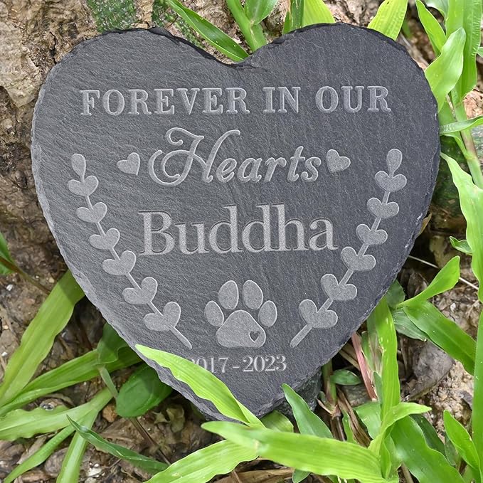 Pet Memorial Stone for Loss of Dog - Personalized Loss of Dog Sympathy Gifts - Memorial Gifts for Pet Lost - Personalized Pet Grave Markers - Dog Memorial Tombstone - 4*4 Inches Memorial Stone