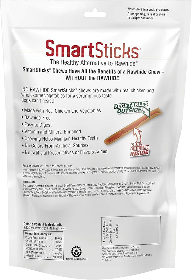 SmartBones SmartSticks, Treat Your Dog to a Rawhide-Free Chew Made With Real Meat and Vegetables 5 Count (Pack of 1)