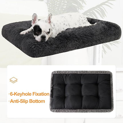 KSIIA Dog Crate Bed Washable Dog Beds for Medium Dogs Deluxe Plush Fluffy Comfy Thick Kennel Pad Anti-Slip & Anti-Scratch Pet Sleeping Mat, 29 x 21 Inch, Dark Gray
