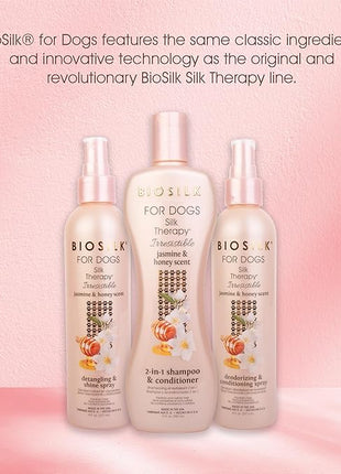 BioSilk for Dogs Silk Therapy Irresistible Detangling and Shine Spray, Scented, Jasmine and Honey Scent, Paraben Free, Made in The USA, 8 FL Ounces