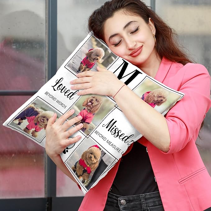 Funny DIY Custom Pet Memorial Gifts for Loss of Dogs, Personalized Dog Memorial Throw Pillows with Pictures Name, Pet Memorial Pillow, Customized Bereavement Sympathy Gifts for Pet Dog Cat Lover