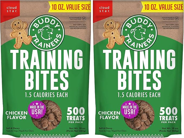 Buddy Biscuits Trainers 10 oz. Pouch of Training Bites Soft & Chewy Dog Treats Made with Chicken Flavor (Pack of 2)