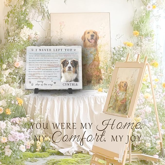 Personalized Pet Memorial Stone, Custom Dog Memorial Gifts for Loss of Dog with Photo Name Date, Dog Remembrance Gift, Loss of Dog Sympathy Gift for Dog Cat Lovers (Quote 12)