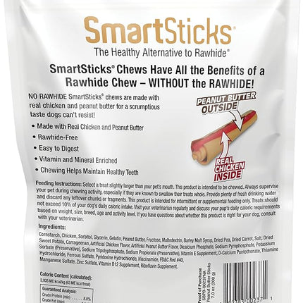 SmartBones SmartSticks With Real Peanut Butter 12 Count, Rawhide-Free Chews For Dogs
