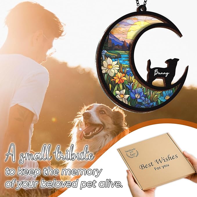 6'' Jack Russell Dog Memorial Suncatcher Personalized Name Dog Breed Pet Ornament Window Car Hanging Sympathy Gift for Loss of Pet Passed Away Remembrance Gift for Dog Lovers SCD-B11-6-42
