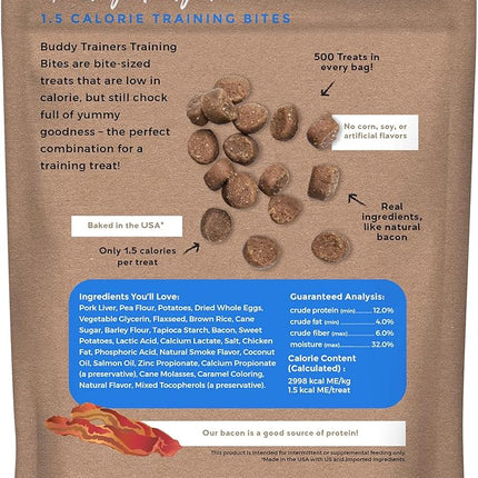 Buddy Biscuits Trainers 10 oz. Pouch of Training Bites Soft & Chewy Dog Treats Made with Bacon Flavor (Pack of 2)
