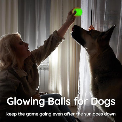 Glow Dog Ball, 2.5” Squeaky Dog Toy Ball, Dog Rubber Ball Toys for Small and Medium Dogs, Durable Dog Fetch Toys Puppy Chew Toys Pack of 6