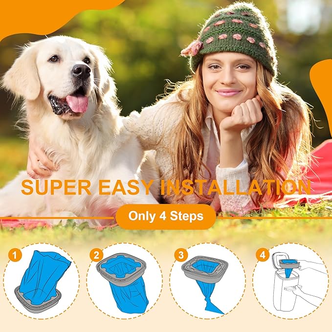 Jumbo Square Refill Bags 4 Pack Lasts Up to 16 Months Compatible with Pet Genie Dog Waste Disposal System Pails Lavender Scented Dog Poop Bags for Dogs 7-Layers EVOH Pet Waste Refills for Odor Control