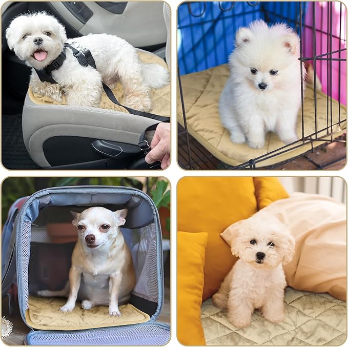 4 Pack Self Heating Cat Pad Self Warming Dog Mat Reflects Body Heat Extra Warm Thermal Pet Pad Washable Dog Cat Bed Crate Bed Mat Blanket(Beige,16 x 20 Inch)