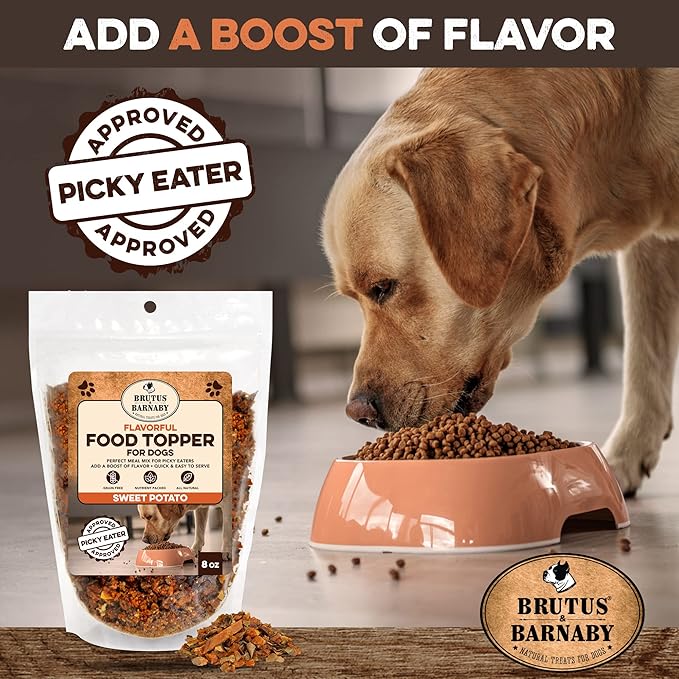 BRUTUS & BARNABY Dog Food Toppers for Picky Eaters - Natural, Sweet Potato Kibble Toppers, Packed with Nutrient Dogs Love