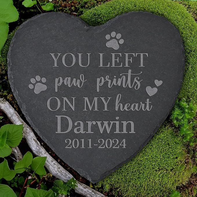 Personalized Pet Memorial Stone, Dog Memorial Gifts for Loss of Dog, Pet Loss Gifts, Pet Memorial, Loss of Dog Sympathy Gift, Dog Remembrance Gift, Pet Bereavement Gifts - Left Paw Prints on My Heart