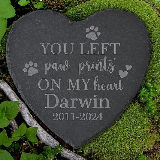 Personalized Pet Memorial Stone, Dog Memorial Gifts for Loss of Dog, Pet Loss Gifts, Pet Memorial, Loss of Dog Sympathy Gift, Dog Remembrance Gift, Pet Bereavement Gifts - Left Paw Prints on My Heart