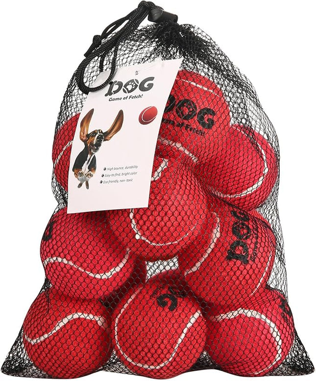 AMA SPORT Tennis Balls for Dogs 12 Pack 2.5" Red Dog Tennis Balls for Puppy Small Medium Dog Toys, Designed for Dogs Floating, Water-Hunting, Fetch, Fun Playing, Daily Exercise, Mid-air Catching