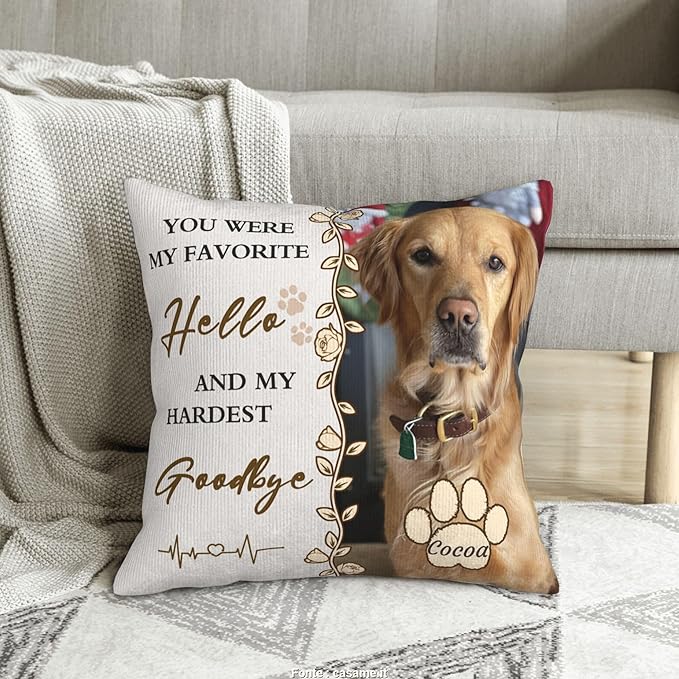 Funnylife Personalized Pet Memorial Throw Pillow with Photo Pet Memorial Gifts for Dogs Cats Loss of Dog Sympathy Gift Dog Bereavement Remembrance Picture Pillow