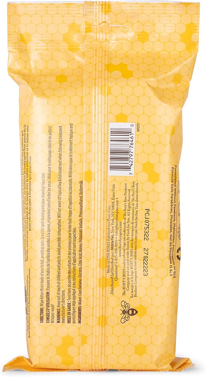 Burt's Bees for Pets Kitten Wipes with Buttermilk - Pet Wipes for Cats Waterless Bathing & Cleaning, Kitten Essentials, Gentle Cat Grooming Wipe for Face, Paws & Butt, 50 Count - 6 Pack