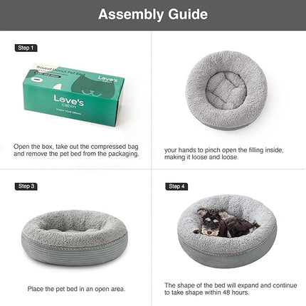 Love's cabin Round Donut Cat and Dog Cushion Bed, 25in Pet Bed for Small or Medium Dogs, Anti-Slip & Water-Resistant Bottom, Soft Durable Fabric Pet Beds, Washable Calming Cat Bed Stripe