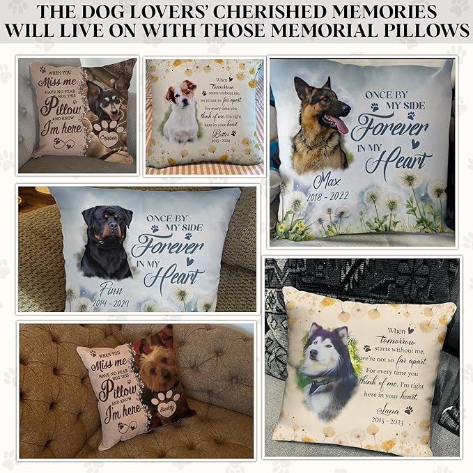 Personalized Pet Memorial Throw Pillow with Photo, Pet Loss Gifts Dog, Loss of Dog Sympathy Gift, In Memory of Dog Gifts, Pet Photo Gifts for Dog Lovers, Pet Loss Gifts, Dog Bereavement Gifts