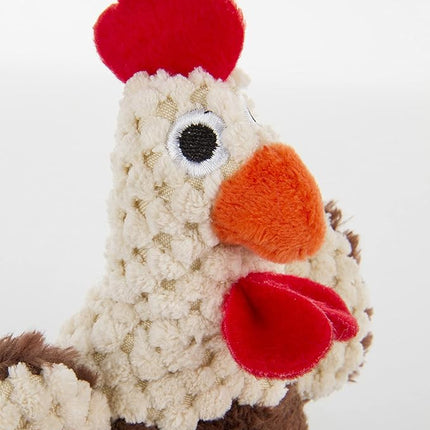 goDog Checkers Just for Me Skinny Rooster Squeaky Plush Dog Toy, Chew Guard Technology - Brown, Mini