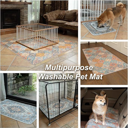 nunubaby Reusable Potty Pads for Dogs for Crates and Floors. Washable Pee Pads for Dogs, Stylish, Non-Slip and Leak-Proof Pee Pads. (Beige/Multi, 54" x54" )