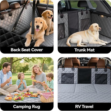 Hard Bottom Car Seat Cover for Dogs, PU+Plush Dog Car Seat Cover for Back Seat, Waterproof Backseat Extender for Dogs in Car (Grey, XL - Full-Size SUVs & Trucks)