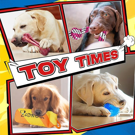 Zeaxuie 12 Pack Long-Lasting Heavy Various Dog Chew Toys Pack for Aggressive Chewers - Includes Large Rope Toy, Squeaky Toys & Indestructible Chew Bone for Medium, Large & X-Large Breeds Dogs