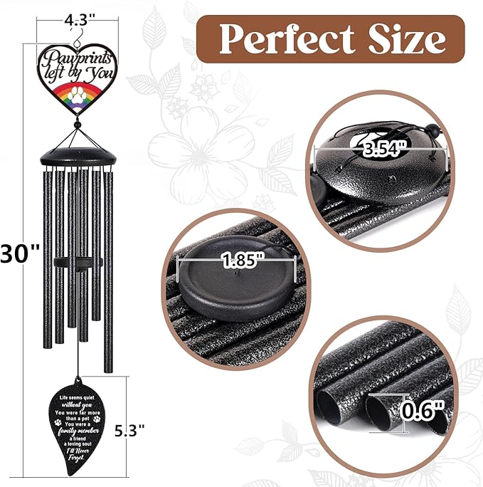 Dog Memorial Gifts for Loss of Dog, Loss of Dogs Sympathy Gift, Pet Memorial Wind Chimes, Bereavement Remembrance Gifts, in Memory of Dogs Cat Pet