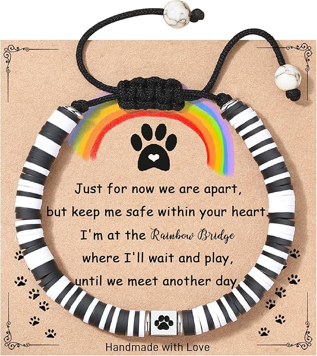 TONY & SANDY Dog Memorial Gifts, Pet Sympathy Rainbow Bridge Pet Memorial Bracelet for Men Women Girls Who Loss of Beloved Dog Cat
