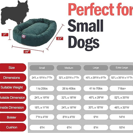 Majestic Pet 24 Inch Micro Velvet Calming Dog Bed Washable – Cozy Soft Round Dog Bed with Spine for Head Support - Fluffy Donut Dog Bed 24x19x7 (inch) – Round Pet Bed Small – Marine