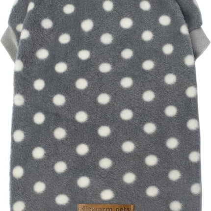 Fitwarm Polka Dot Dog Sweater - Cozy Winter Clothes for Small Dogs, Boy and Girl, Fleece Pullover Jacket, Light Grey and Dark Grey, White, Small