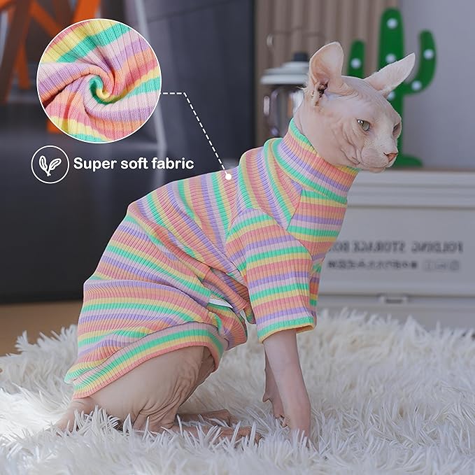 PUMYPOREITY Sphynx Cat Clothes, Turtleneck Sphynx Cat Sweaters, Cat Clothes for Cats Only, Svinx Hairless Cat Kitten Clothes Onesie,S+