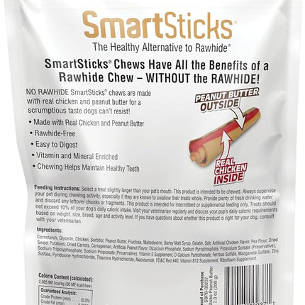 SmartBones SmartSticks With Real Peanut Butter Rawhide-Free Chews For Dogs, 10 Count