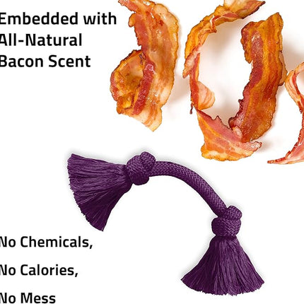 Playology Dog Toys | Dri-Tech Rope Toy Tug of War Rope for Aggressive Chewers | Medium Bacon Scented Toy - Easy to Clean and Made from Non Toxic Materials