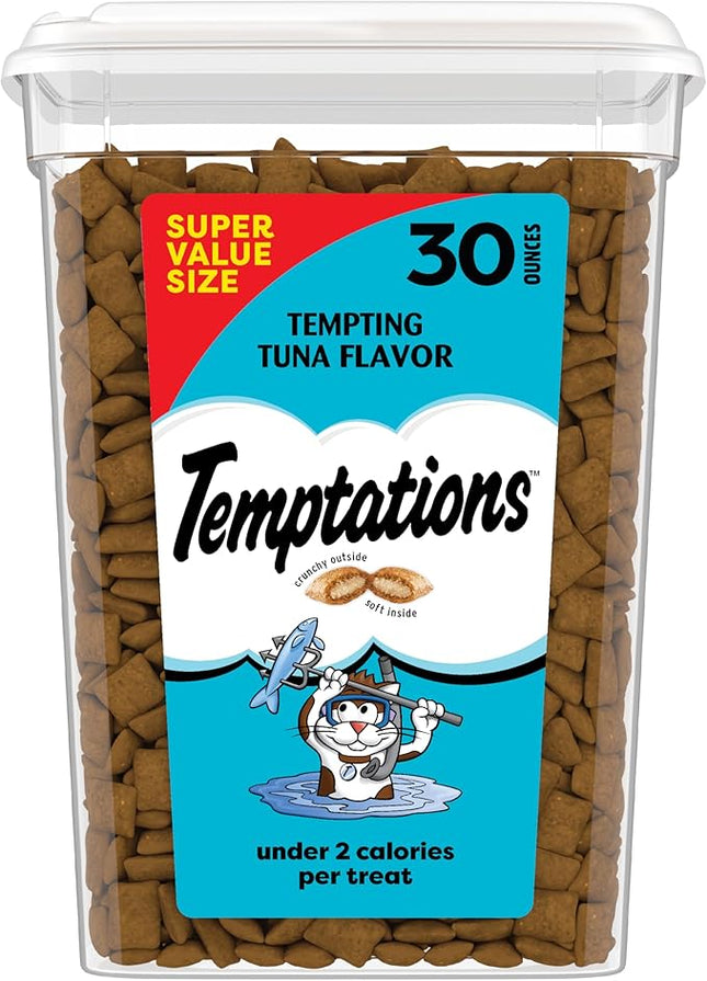Temptations Classic Crunchy and Soft Cat Treats Tempting Tuna Flavor, 30 oz. Tub