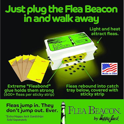 Happy Jack Flea Beacon Kill Fleas in House, Attracts, Traps Indoor Bugs, Breaks Breeding Cycle Before Adults Lay Eggs, Safe, Fast, & Clean Way to Get Rid of Indoor Pests, Made in USA