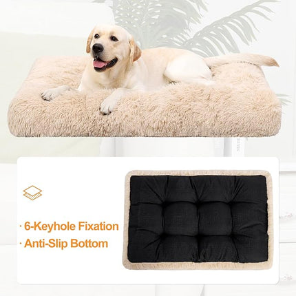 KSIIA Dog Crate Bed Washable Dog Beds for Extra Large Dogs Deluxe Plush Fluffy Comfy Thick Kennel Pad Anti-Slip & Anti-Scratch Pet Sleeping Mat, 41 x 27 Inch, Camel