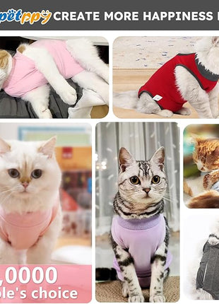 Cat Recovery Suit After Surgery, Breathable Cat Surgery Recovery Suit for Spay Abdominal Wounds or Skin Diseases, E-Collar Alternative Wear for Small Male Female Pets (Dark Grey, L)