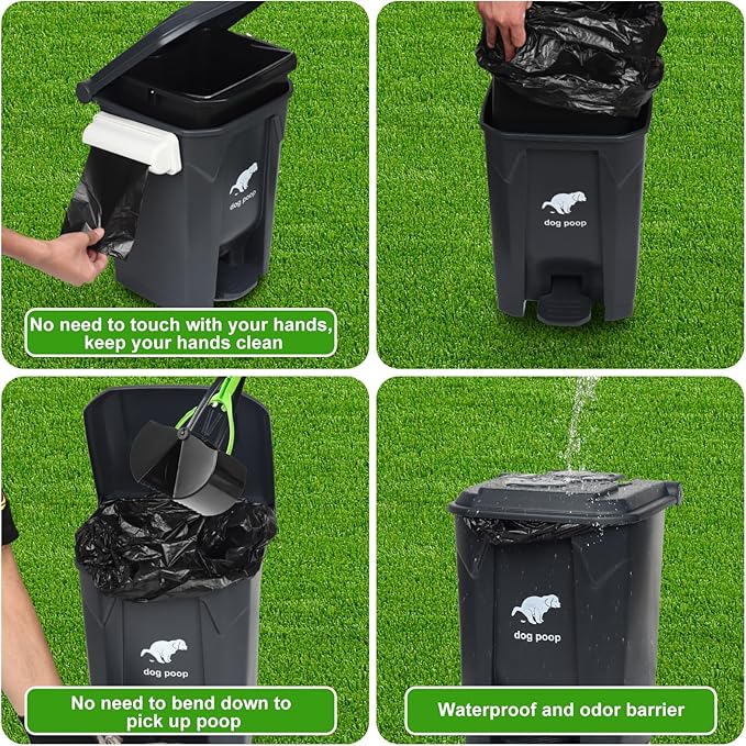 200 Black Unscented Thick Dog Waste Bags for 15L and 20L Dog Poop Trash Can, 10 Pack Rolls for Outdoor, Garage, Yard or Other Locations