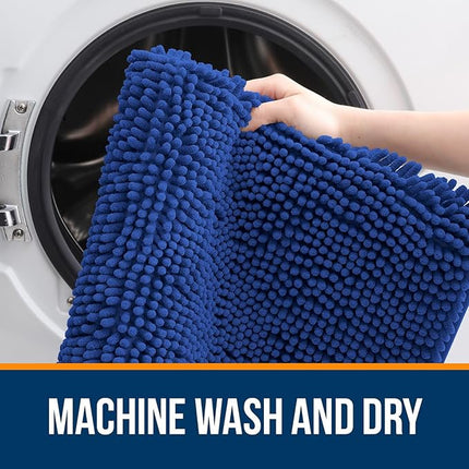 OLANLY Bathroom Rugs 59x35, Extra Soft Absorbent Chenille Bath Rugs, Rubber Backing Quick Dry, Machine Washable Bath Mats for Bathroom Floor, Tub and Shower, Home Decor Accessories, Royal Blue