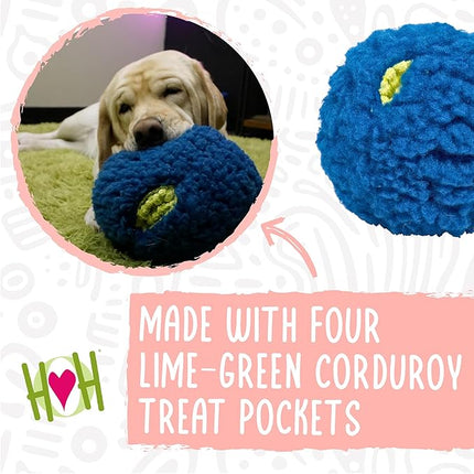 HuggleSnuffles HuggleFleece Treat Dispensing Ball - Interactive Enrichment Toys for Dogs, Dog Treat Dispenser Puzzle for Mental Stimulation & Boredom, Puppy Feeder Games to Keep Them Busy - Large (8")