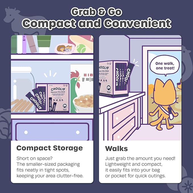 Squeeze Vita Stick Lickable Cat and Dog Treats – 49-Count Brain Support Sticks with Multivitamins, Soft Squeezable Paste for All Life Stages, Supporting Brain Health