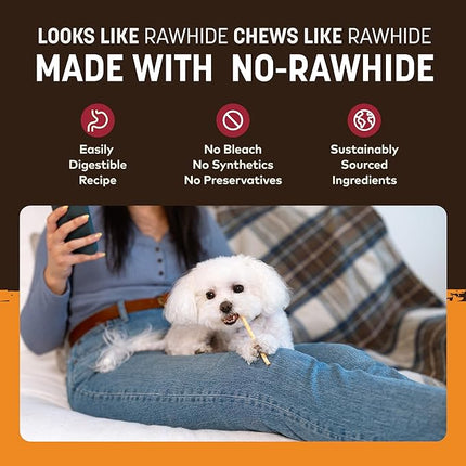 Earth Animal No Hide Stix - Long Lasting Rawhide Free Small Dog Chews Sticks, Chicken & Beef Variety Bundle - 40 Count Value Pack